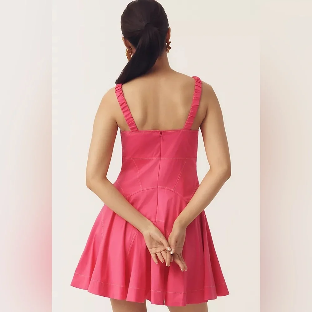 NWT By Anthropologie Plunge Drop-Waist A-Line Mini Dress Sz Large $158 MSRP - Picture 2 of 7